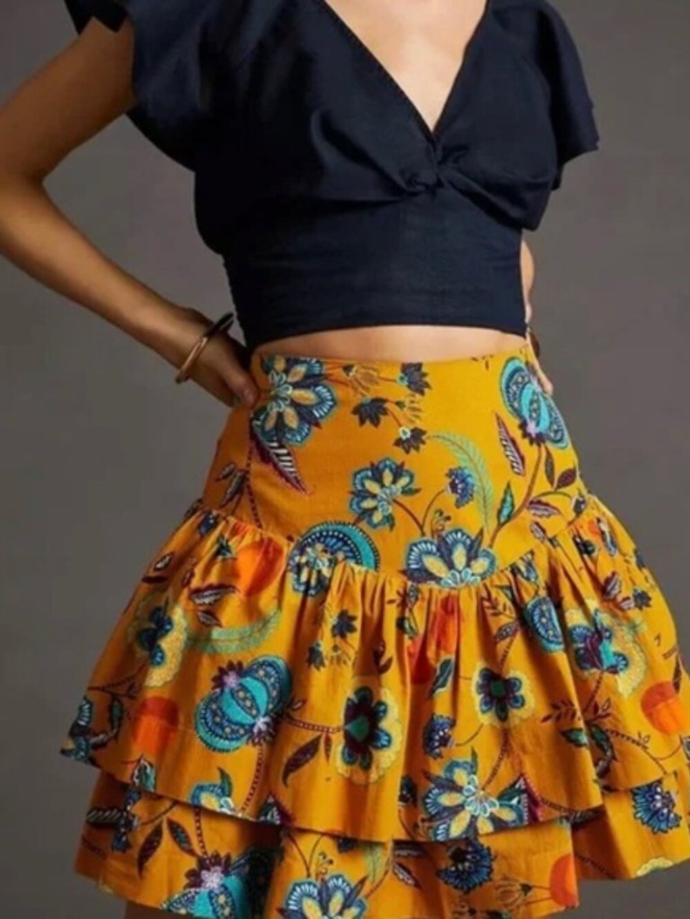 Maeve Floral Yellow Skirt